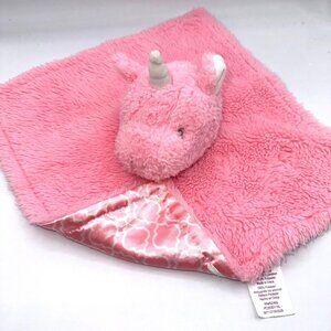Parents Choice Pink Plush Unicorn Lovey Blanket Stuffed Animal Security Comfort
